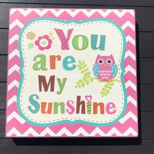 YOU ARE MY SUNSHINE WALL ART OWL DECO PINK